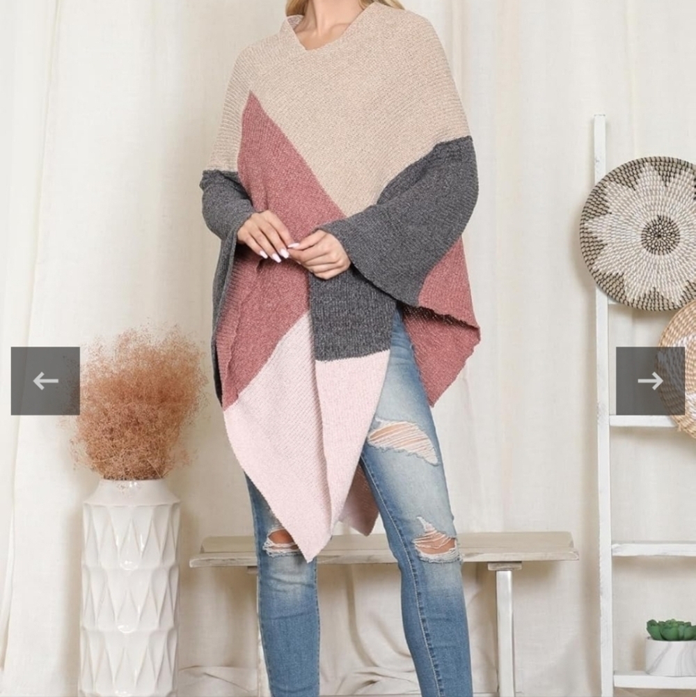 Do everything in Love ,Classic soft knit Poncho Shawl Wrap size One size